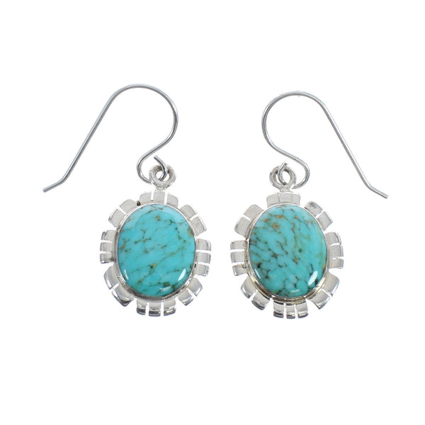 Turquoise Genuine Sterling Silver Hook Dangle Earrings JX125554